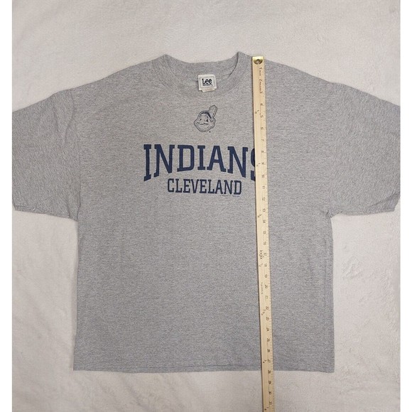 Vtg Y2K Cleveland Indians Gray T-Shirt  Lee Sport Chief Wahoo Men's Size XL - Picture 6 of 7